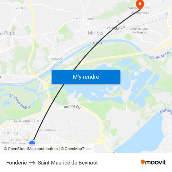 Fonderie to Saint Maurice de Beynost map