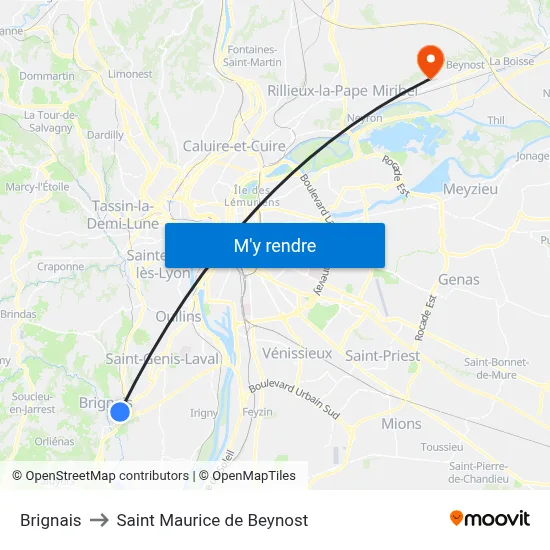 Brignais to Saint Maurice de Beynost map