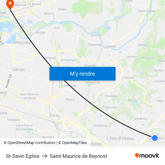 St-Savin Eglise to Saint Maurice de Beynost map