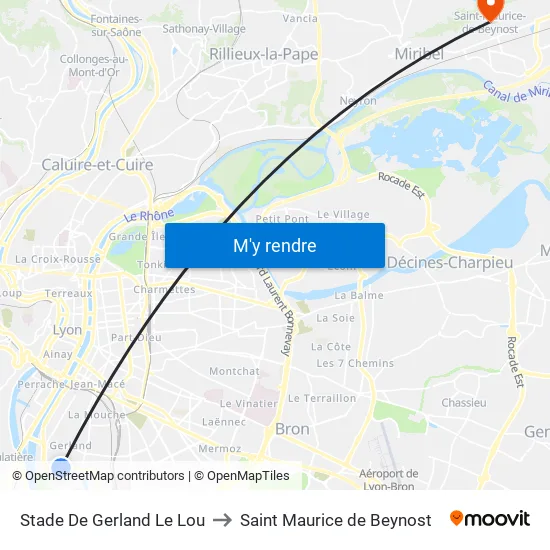 Stade De Gerland Le Lou to Saint Maurice de Beynost map