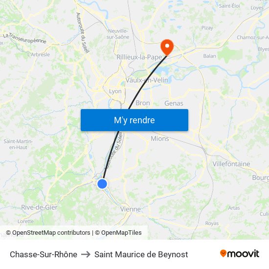 Chasse-Sur-Rhône to Saint Maurice de Beynost map