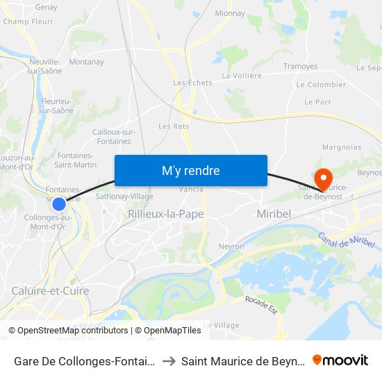 Gare De Collonges-Fontaines to Saint Maurice de Beynost map