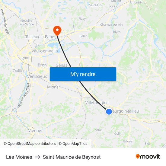 Les Moines to Saint Maurice de Beynost map