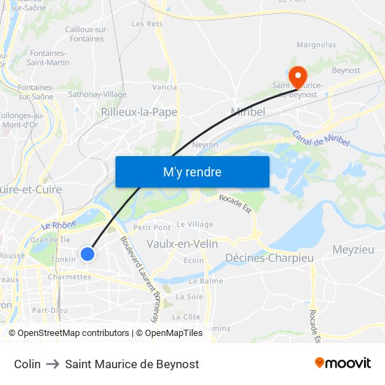 Colin to Saint Maurice de Beynost map