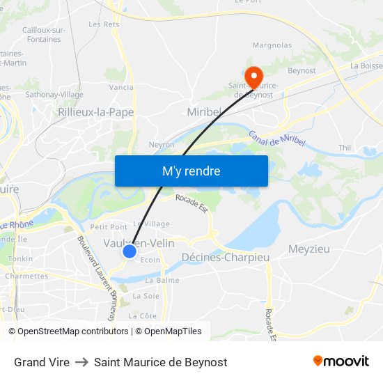 Grand Vire to Saint Maurice de Beynost map