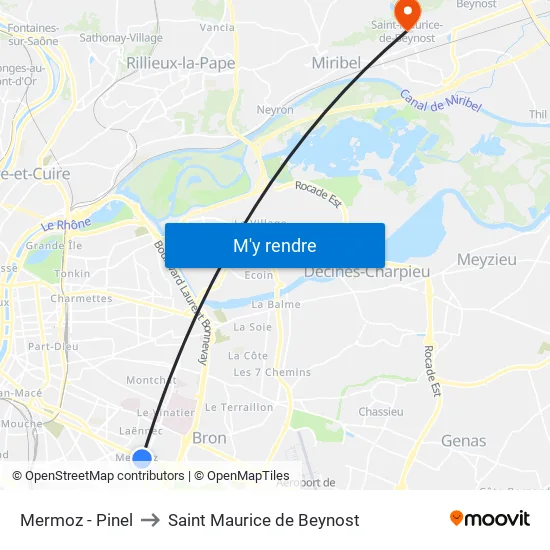 Mermoz - Pinel to Saint Maurice de Beynost map