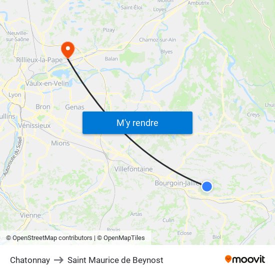 Chatonnay to Saint Maurice de Beynost map