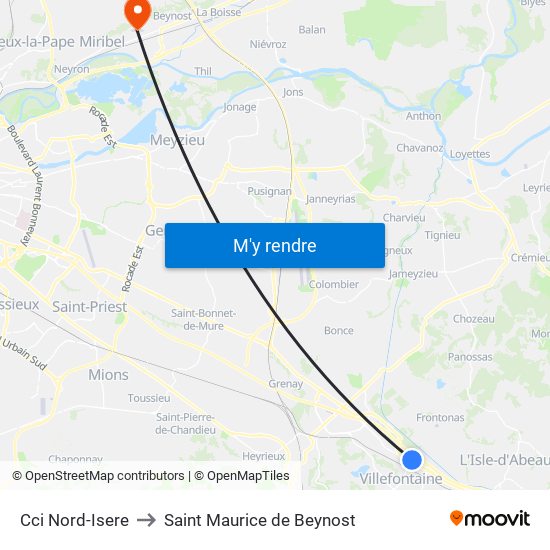 Cci Nord-Isere to Saint Maurice de Beynost map