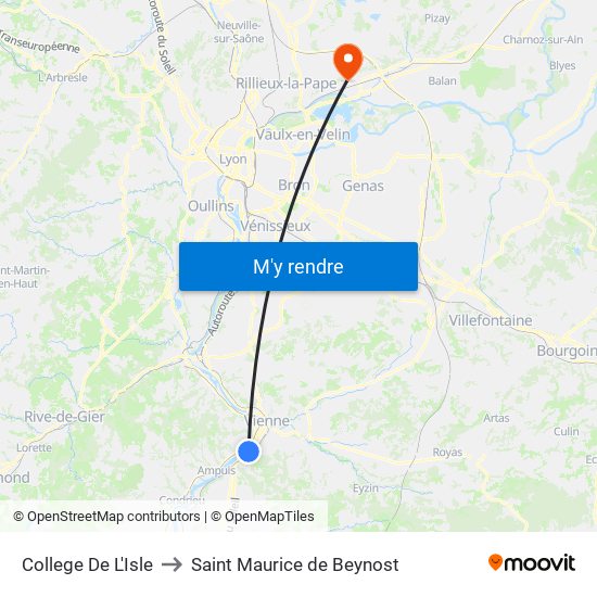 College De L'Isle to Saint Maurice de Beynost map