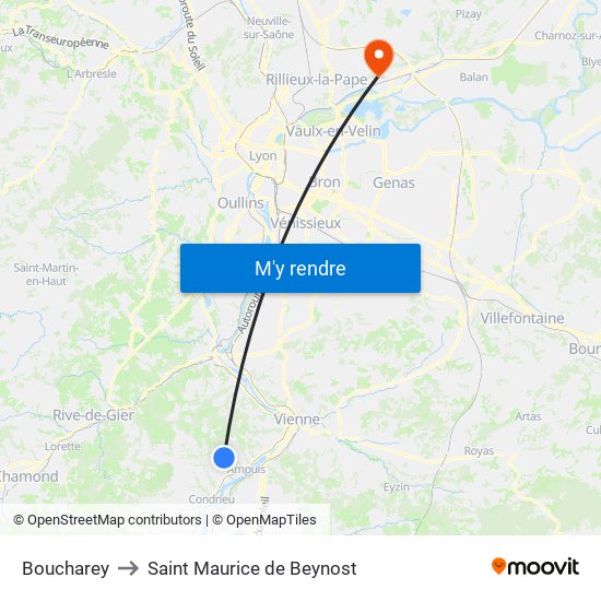 Boucharey to Saint Maurice de Beynost map