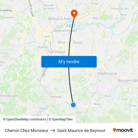 Chemin Chez Monsieur to Saint Maurice de Beynost map