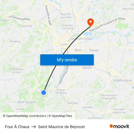 Four À Chaux to Saint Maurice de Beynost map