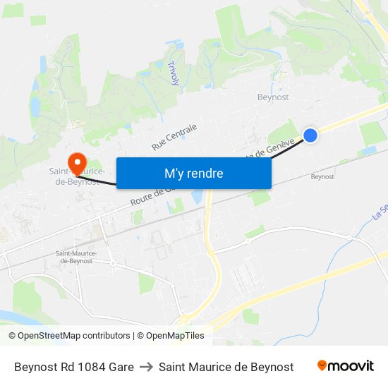 Beynost Rd 1084 Gare to Saint Maurice de Beynost map