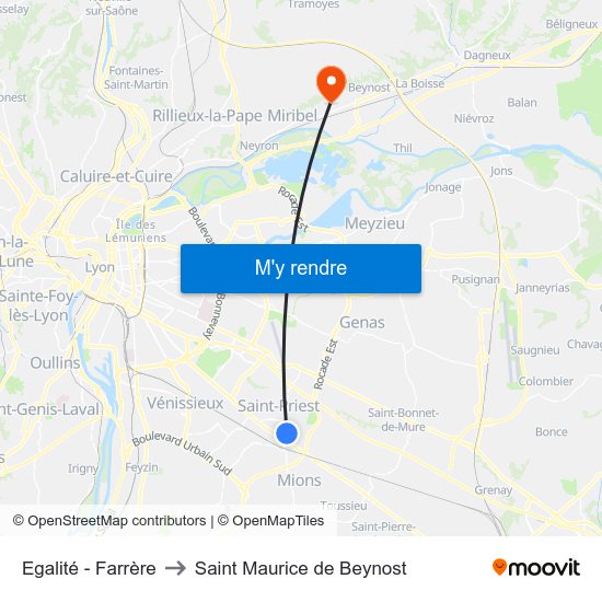 Egalité - Farrère to Saint Maurice de Beynost map