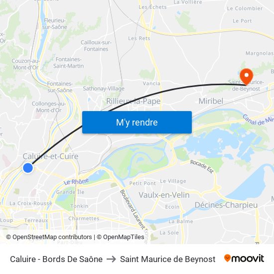 Caluire - Bords De Saône to Saint Maurice de Beynost map