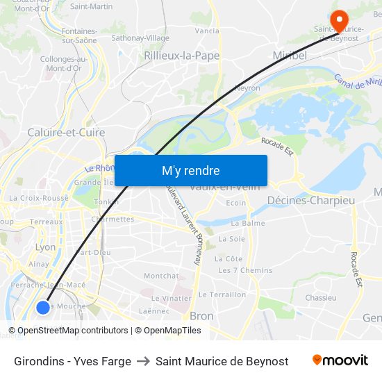 Girondins - Yves Farge to Saint Maurice de Beynost map