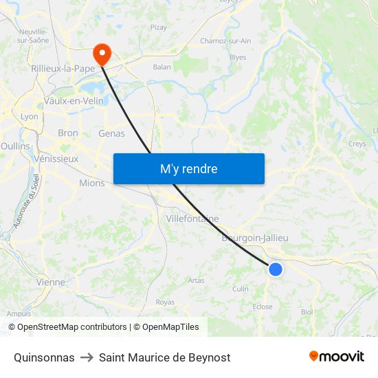 Quinsonnas to Saint Maurice de Beynost map