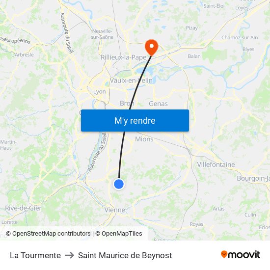 La Tourmente to Saint Maurice de Beynost map