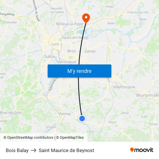 Bois Balay to Saint Maurice de Beynost map