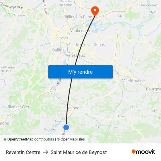 Reventin Centre to Saint Maurice de Beynost map