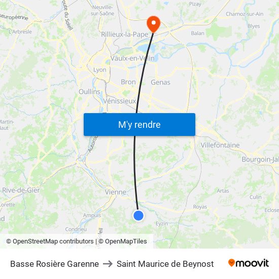 Basse Rosière Garenne to Saint Maurice de Beynost map