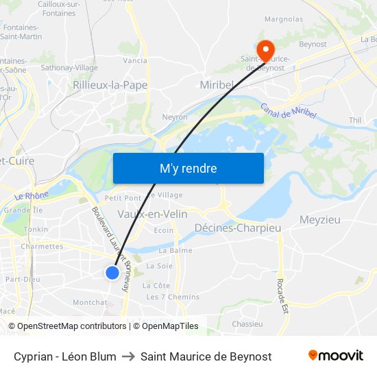 Cyprian - Léon Blum to Saint Maurice de Beynost map