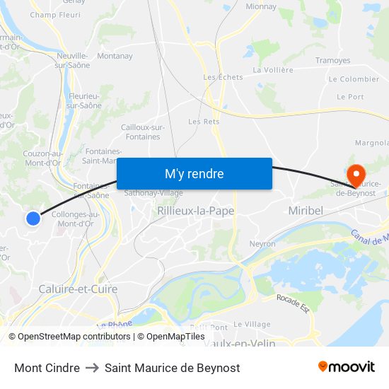 Mont Cindre to Saint Maurice de Beynost map