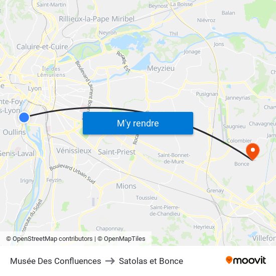 Musée Des Confluences to Satolas et Bonce map