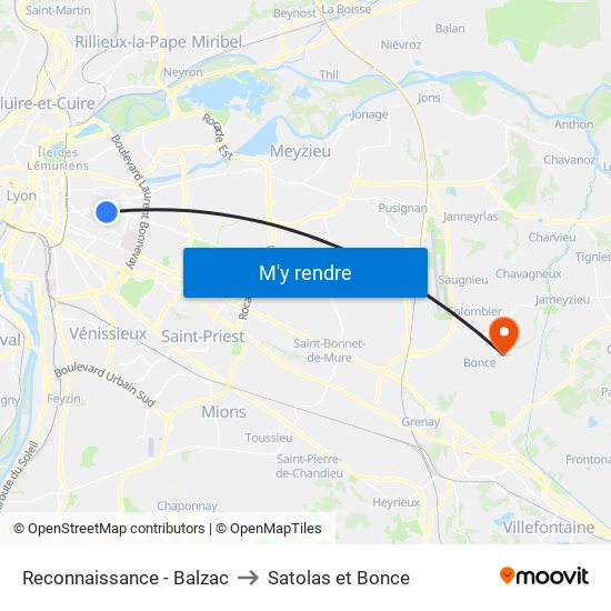 Reconnaissance - Balzac to Satolas et Bonce map