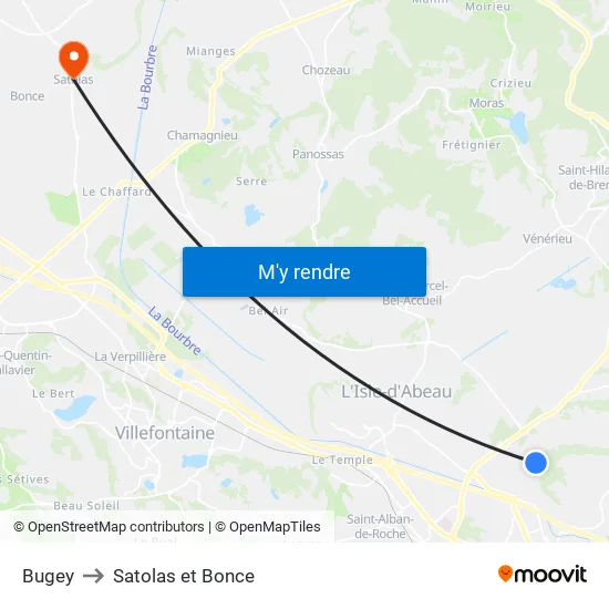 Bugey to Satolas et Bonce map