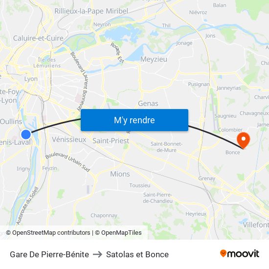 Gare De Pierre-Bénite to Satolas et Bonce map