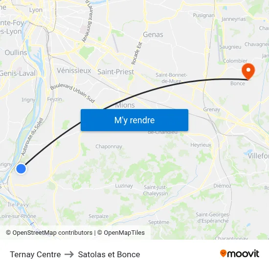 Ternay Centre to Satolas et Bonce map