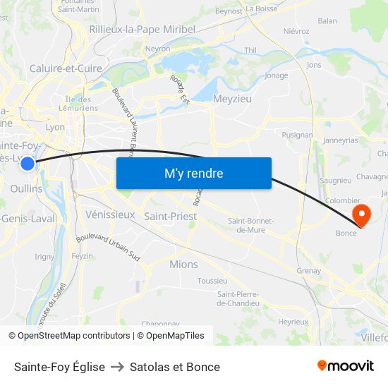 Sainte-Foy Église to Satolas et Bonce map