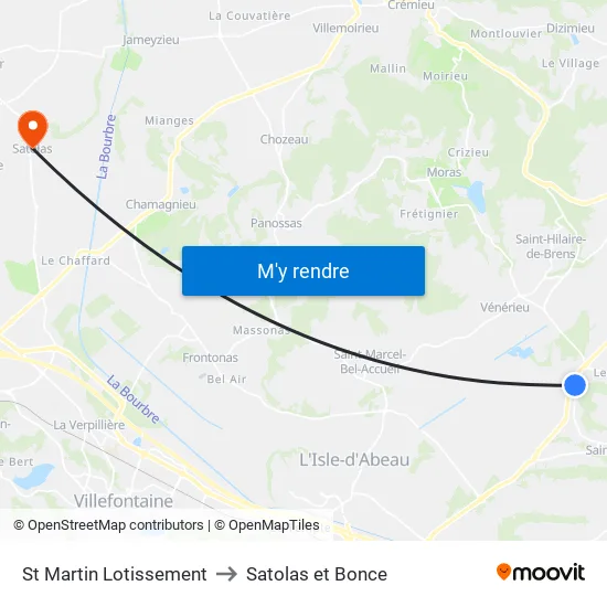 St Martin Lotissement to Satolas et Bonce map