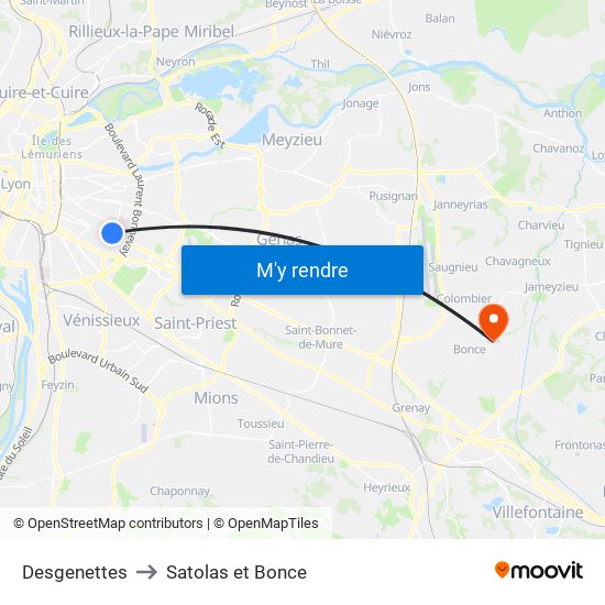 Desgenettes to Satolas et Bonce map