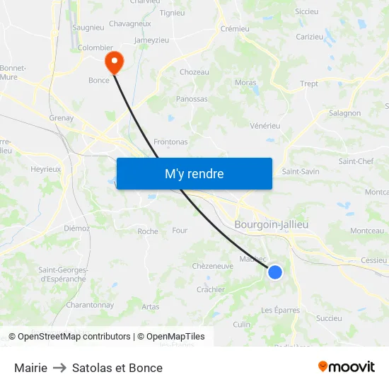 Mairie to Satolas et Bonce map