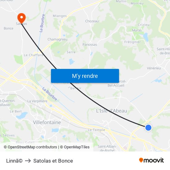 Linnã© to Satolas et Bonce map