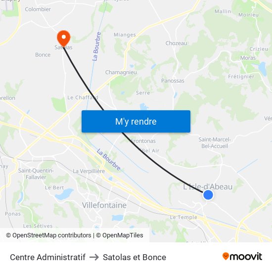 Centre Administratif to Satolas et Bonce map