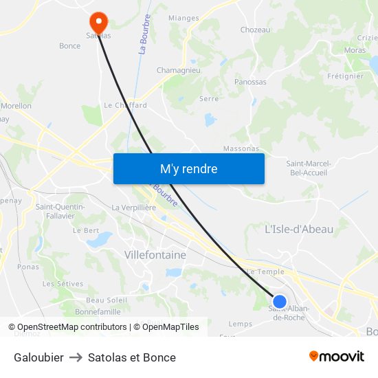 Galoubier to Satolas et Bonce map