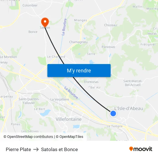 Pierre Plate to Satolas et Bonce map