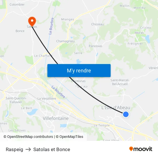 Raspeig to Satolas et Bonce map