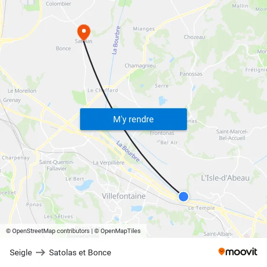 Seigle to Satolas et Bonce map