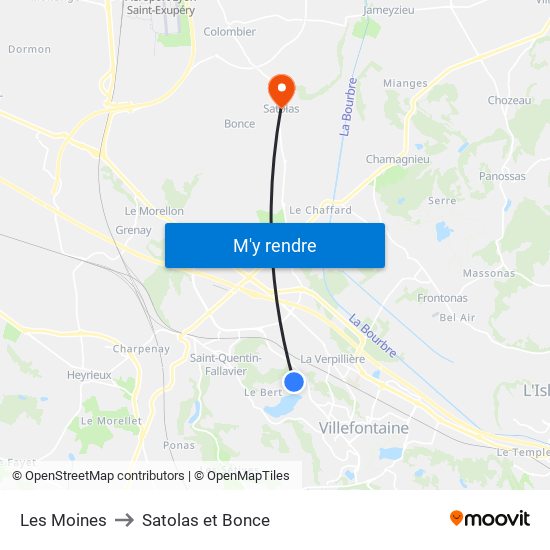 Les Moines to Satolas et Bonce map