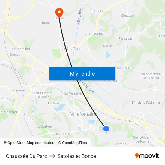 Chaussée Du Parc to Satolas et Bonce map