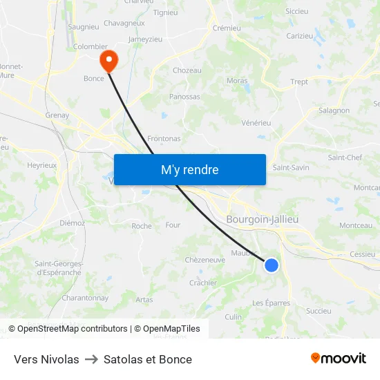 Vers Nivolas to Satolas et Bonce map