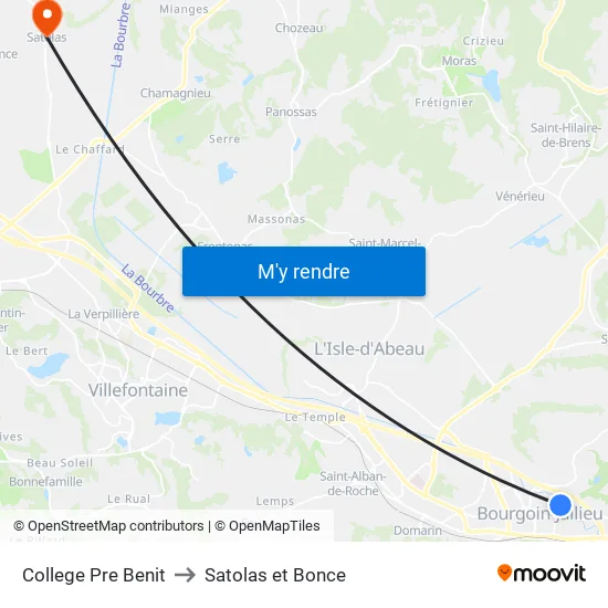 College Pre Benit to Satolas et Bonce map