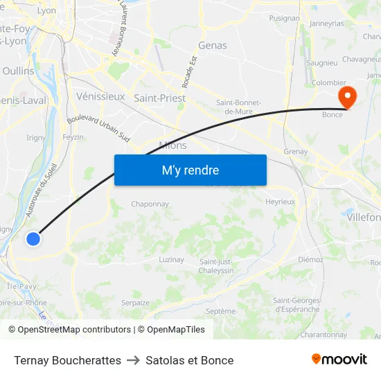 Ternay Boucherattes to Satolas et Bonce map