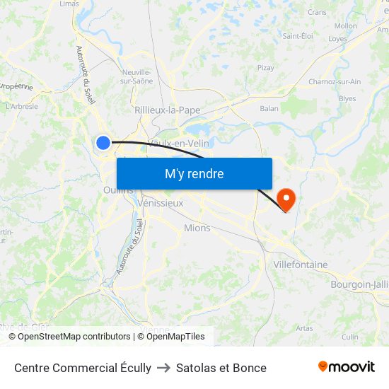 Centre Commercial Écully to Satolas et Bonce map