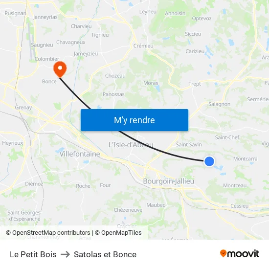 Le Petit Bois to Satolas et Bonce map