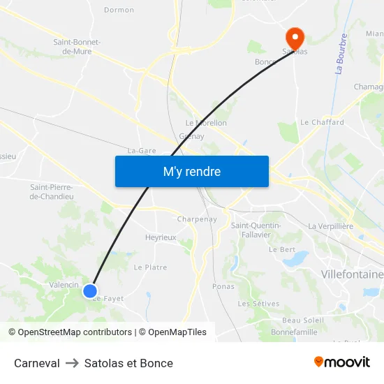 Carneval to Satolas et Bonce map